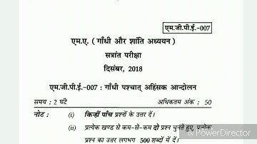 MGPE 07 Non - Violent Movements After gandhi | MGPE 007 Question paper dec 2018