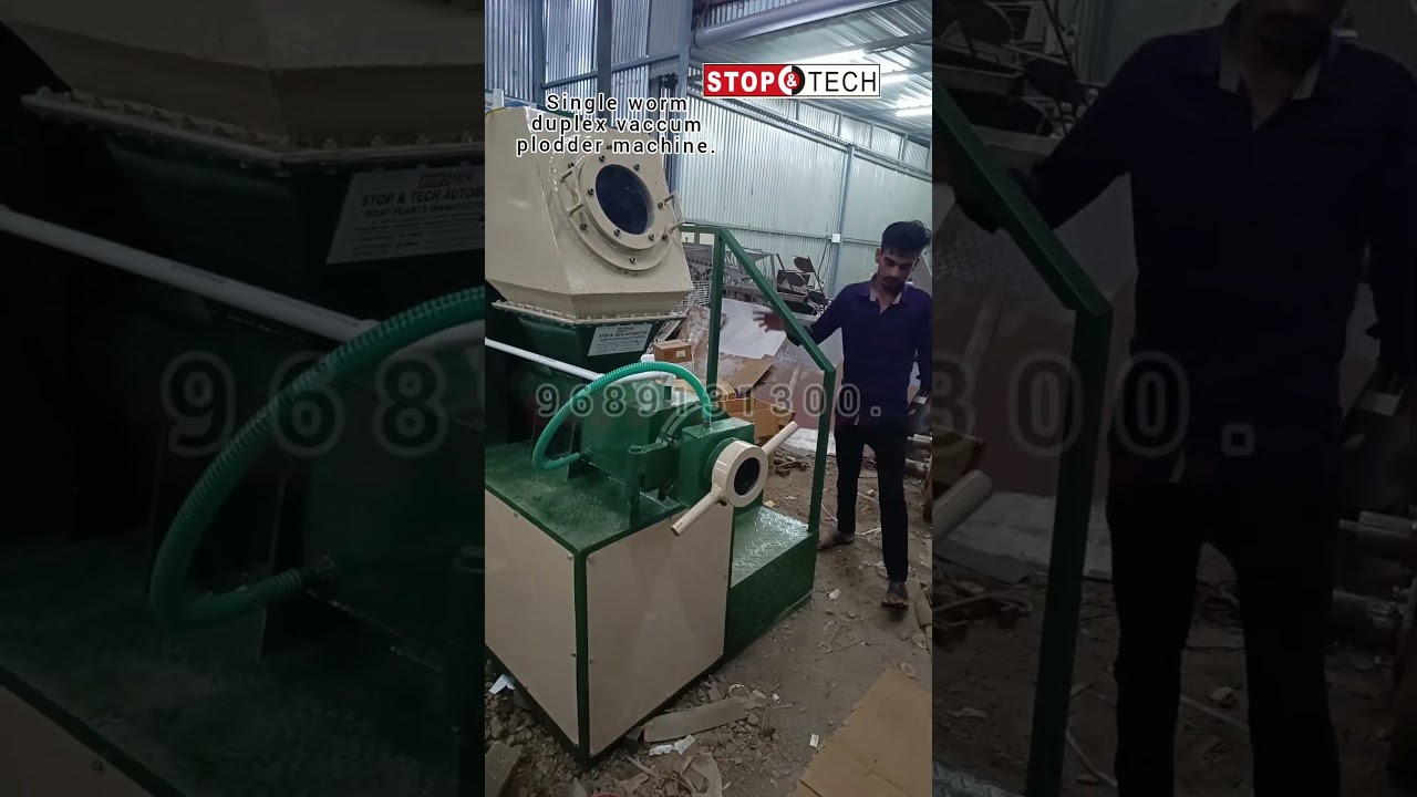 Single worm duplex vacuum plodder machine for toilet soap/ detergent cake. 