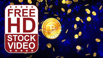Free Stock Videos – bitcoin rotating slowly and smaller bitcoins falling from above 3D animation
