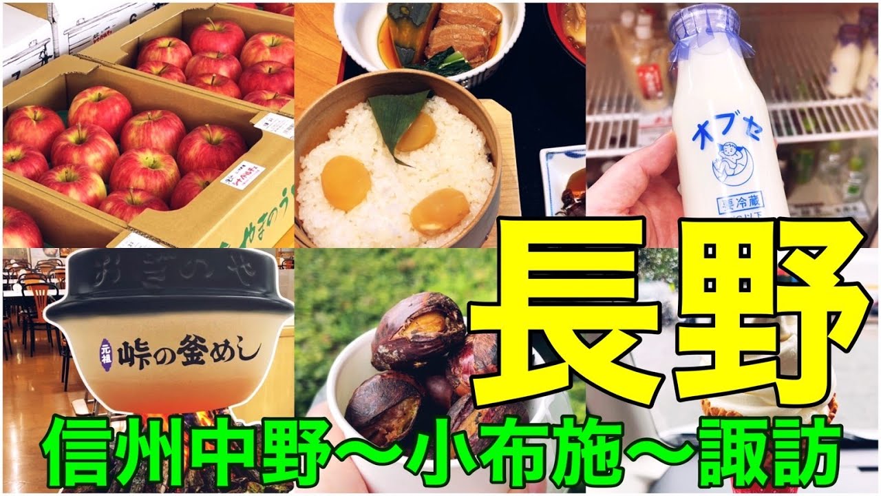 【日帰り旅】信州・長野　グルメと観光♪ 秋の味覚も満喫旅！ 信州中野、道の駅北信州やまのうち、すわっこ、小布施、諏訪大社、双葉サービスエリアの生乳ソフトクリーム