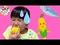 【ニガテ克服!】★まりちゃんはじめてのちょうせん!!サバの味噌煮ととうもろこし🌽を食べることができるかな??◆まりちゃん いずちゃん みなくん パパ 食育 教育 苦手克服 はじめて 挑戦 努力
