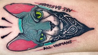 Neo Traditional Sphynx Tattoo - Time Lapse