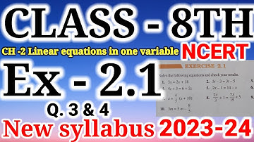 Class-8th Maths,Ex -2.1,Q.-3&4 (Linear equations in one variable),CBSE NCERT,New syllabus 2023-2024