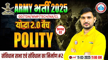 Army Polity Class 2025 | Constituent Assembly | योद्धा बैच 2.0 Demo Class 2 | Polity For Army
