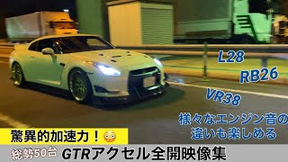 (東大阪PA)驚異的加速をするGTR特集  総勢50台のアクセル全開サウンド映像集