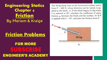 Calculate the coefficient of static friction. | Chapter 6: Friction | Engineers Academy