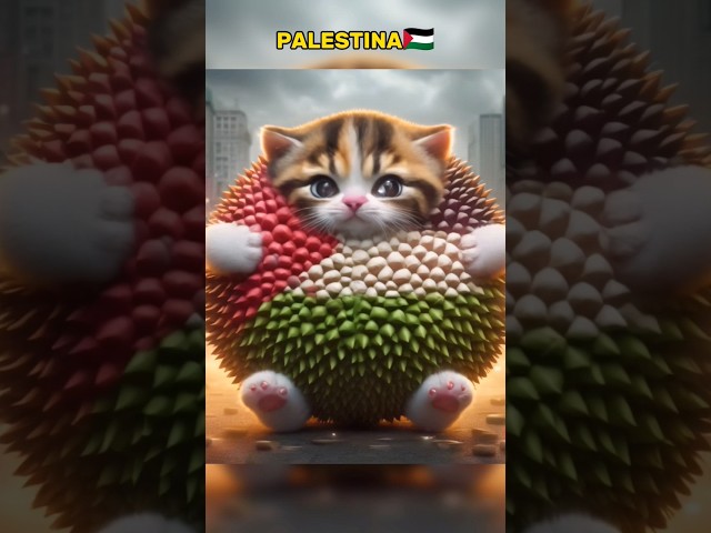 KUCING DURIAN PALESTINA YANG MALANG #shorts #ai #kucing class=