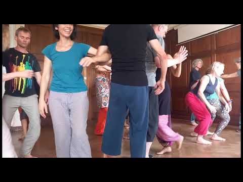 Tangocontact lesson at Beichlingen Contactango festival. Gaby Koch and Cacu Lucero 2023