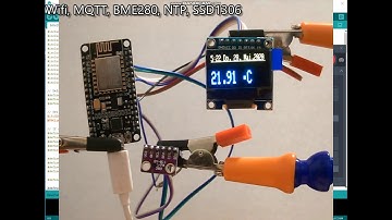 Use SSD1306 7 pin OLED display to show BME280 data,  time and publish with MQTT via Wifi