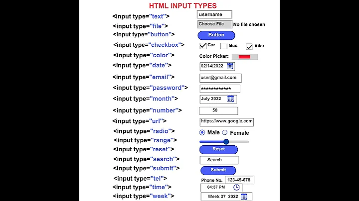 HTML Input Tags List Tutorial For Beginners (Web Development)
