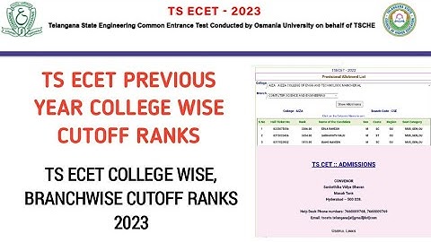 TS ECET PREVIOUS YEAR COLLEGE WISE CUTOFF RANKS| TS ECET 2023 CUTOFF RANKS| TS ECET BRANCHWISE CUTOF