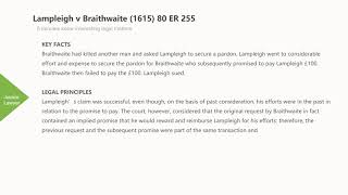 [Case Law Contract] ['exception to the past consideration rule'] Lampleigh v Braithwaite (1615)