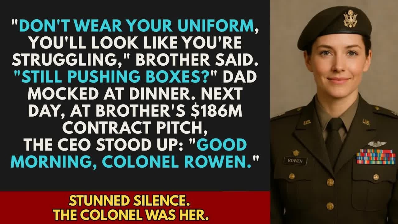 They Called Me a Burden at Dinner — The Boardroom Called Me “Colonel Rowen”
