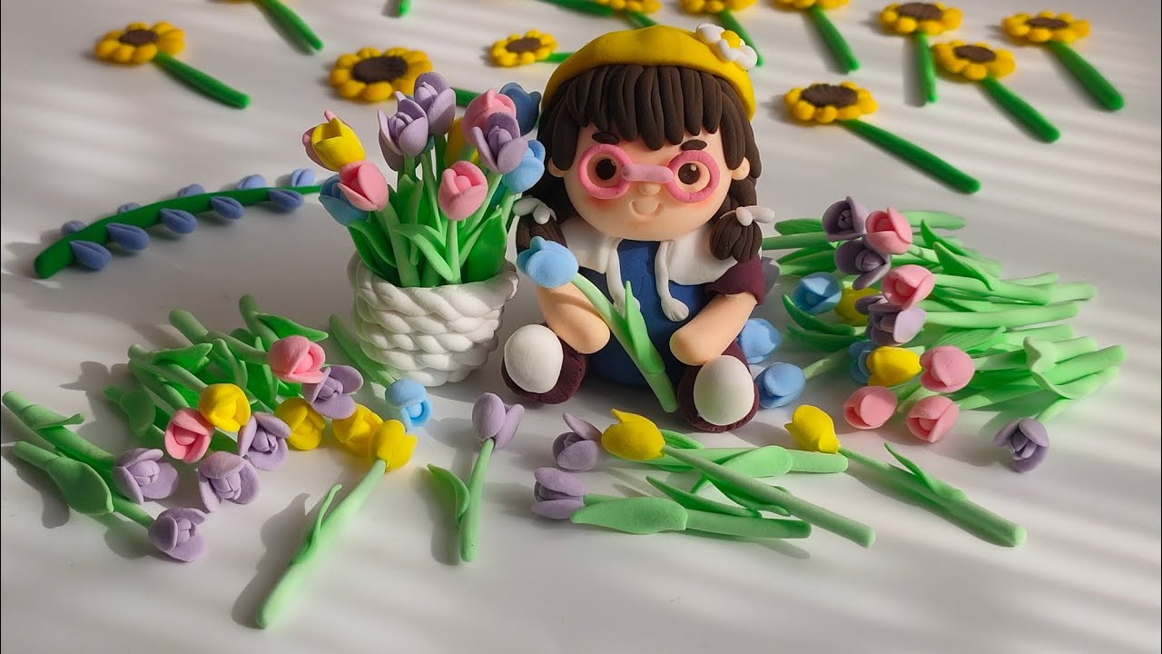 Clay Flowers (tulip 🌷) ปั้นดอกทิวลิปง่ายๆ