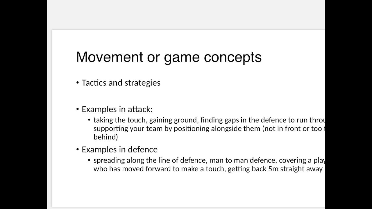 Movement concepts and strategies in touch football YouTube