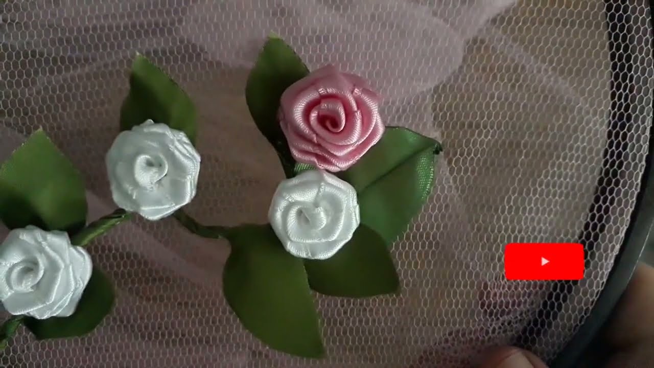 Super #Kolay ve pratik #Kurdela nakisi #gül  yapımı- Ribbon embroidery #rose making