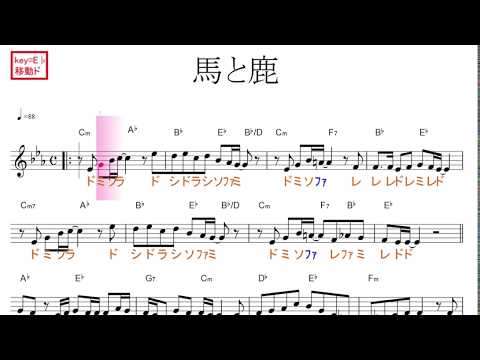 馬と鹿（米津玄師） 日曜劇場ノーサイド・ゲーム主題歌　原曲key=E♭移動ド／ドレミで歌う楽譜【コード付き】