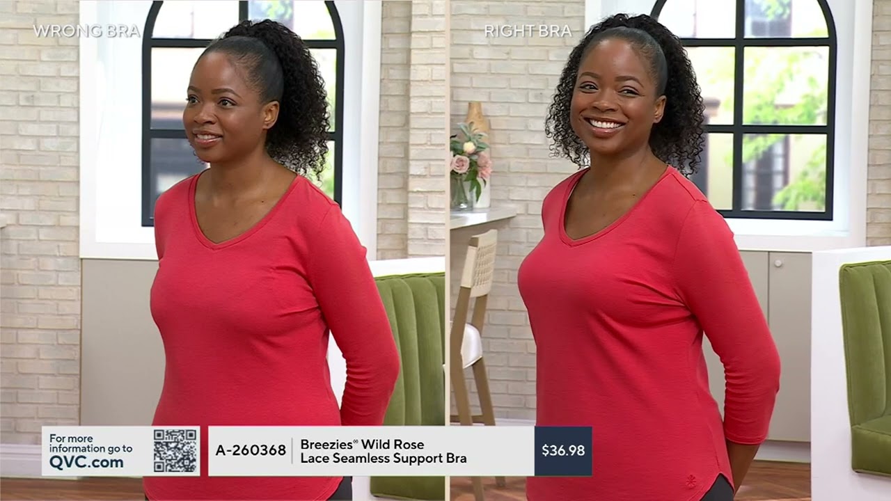 a ♡select Breezies Wild Rose Lace Seamless Support Bra on QVC - YouTube