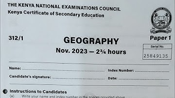 KCSE 2023 Geography Paper 1 section A questions and answers/ marking scheme