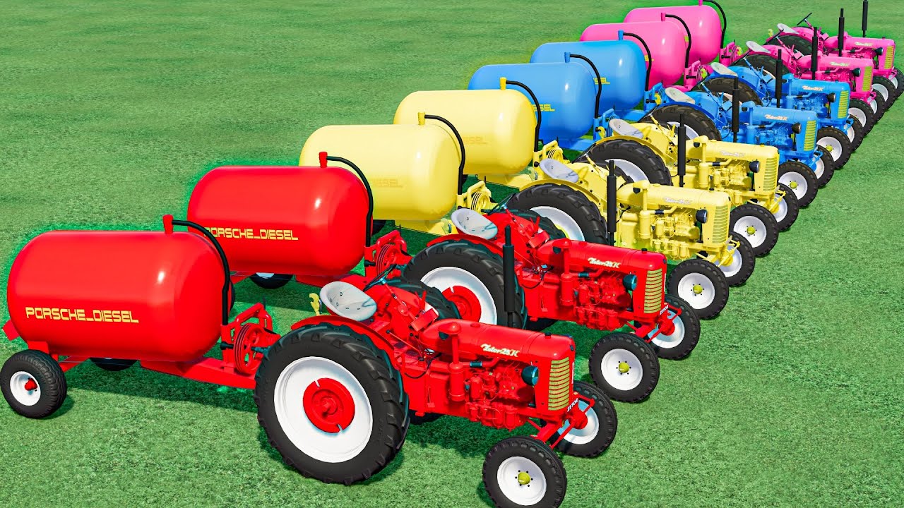 TRANSPORTING Double Colors Mini Zetor TRACTORS to SLURRY TANKER | with Colors ! Farming Simulator 22