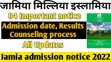 Jamia millia Islamia notification today Jamia admission, results,form,all important updates 2022