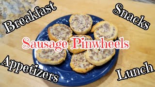 How to make 3 ingredient Sausage Pinwheels ~ a great breakfast, lunch, appetizer or snack