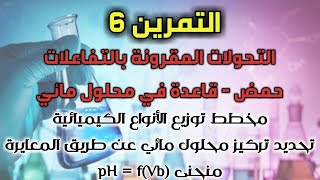 التمرين 6 ‘‘التحولات المقرونة بالتفاعلات حمض - قاعدة في محلول مائي‘‘ مع الأستاذ مرضي أيوب