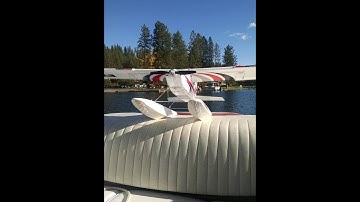 E-Flite Apprentice S15 e Maiden Floats On Water From Boat.