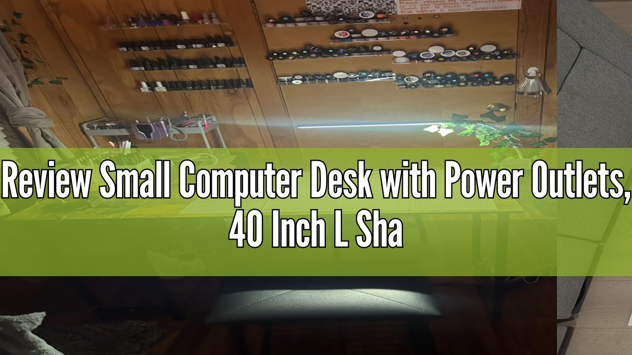 Review Small Computer Desk with Power Outlets, 40 Inch L Shaped Desk with Reversible Shelves, Gaming
