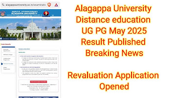 Alagappa University Distance Education May 2025 Result Published!!