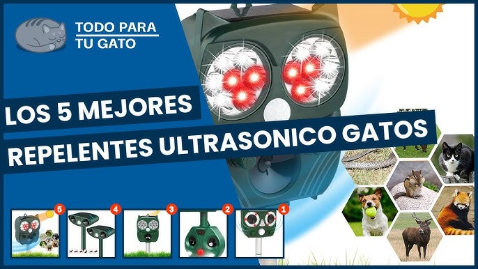 INTEY Repelente de Gatos, Ultrasónico Ahuyentador de Gatos, Carga Solar,  Resistente al Agua, para Gatos, Perros