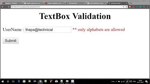 TextBox validation in Javascript | Username validation using Javascript in Hindi