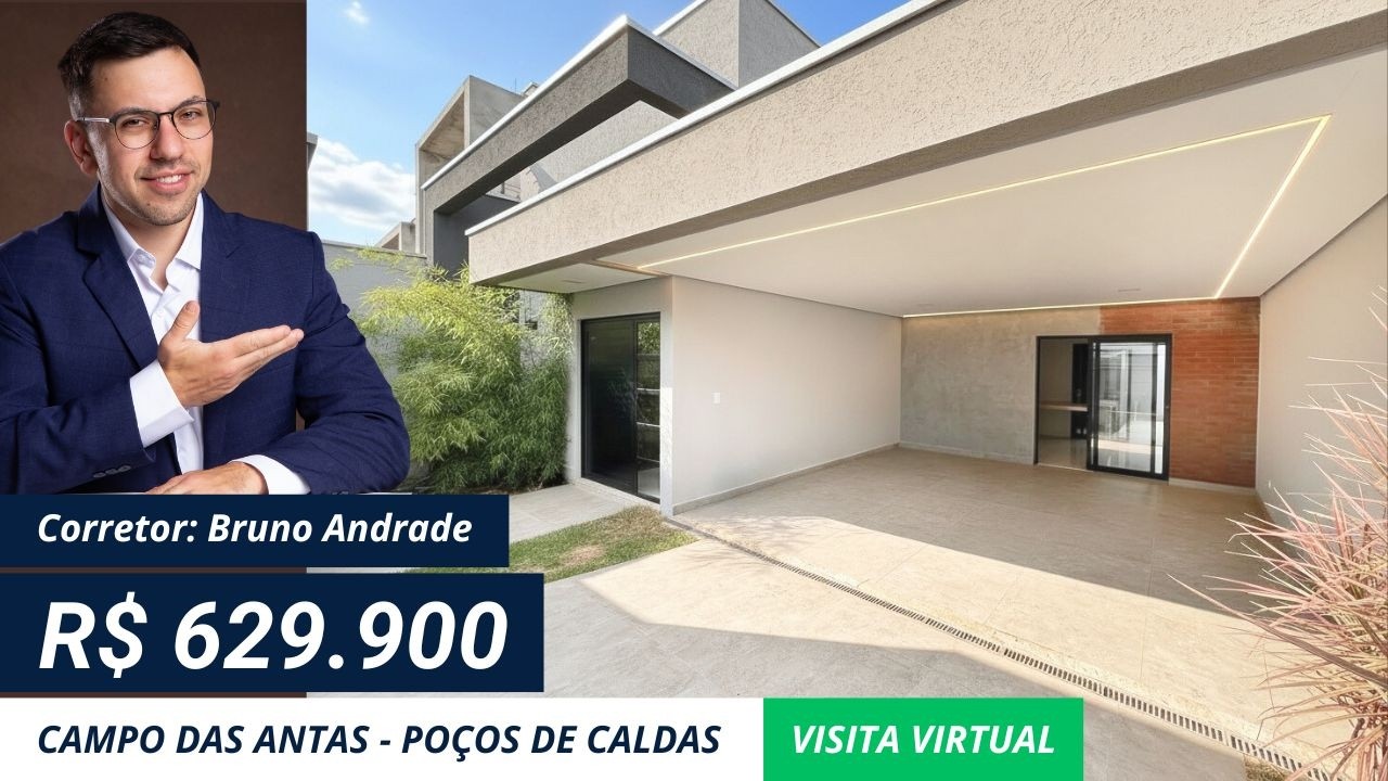 CASA TERREA A VENDA NO CAMPO DAS ANTAS EM POÇOS DE CALDAS MG COM 150m². 3 QUARTOS - 2 VAGAS