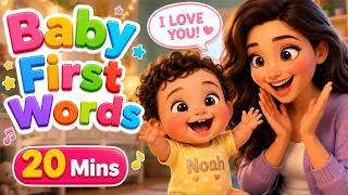 Baby First Words Repetition Song | Learn to Talk for Babies &amp; Toddlers | Mama, Yes, Please, I Love U