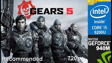 Gears 5 on 940m + Core i5 5200u, HP Pavilion 15 AB032TX Laptop, Recommended Setting, 720p