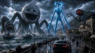 ICE SIREN HEAD, MOON MONSTER &amp; SEA EATER ATTACK THE CITY! INSANE STORM APOCALYPSE - BeamNG.drive 🔥