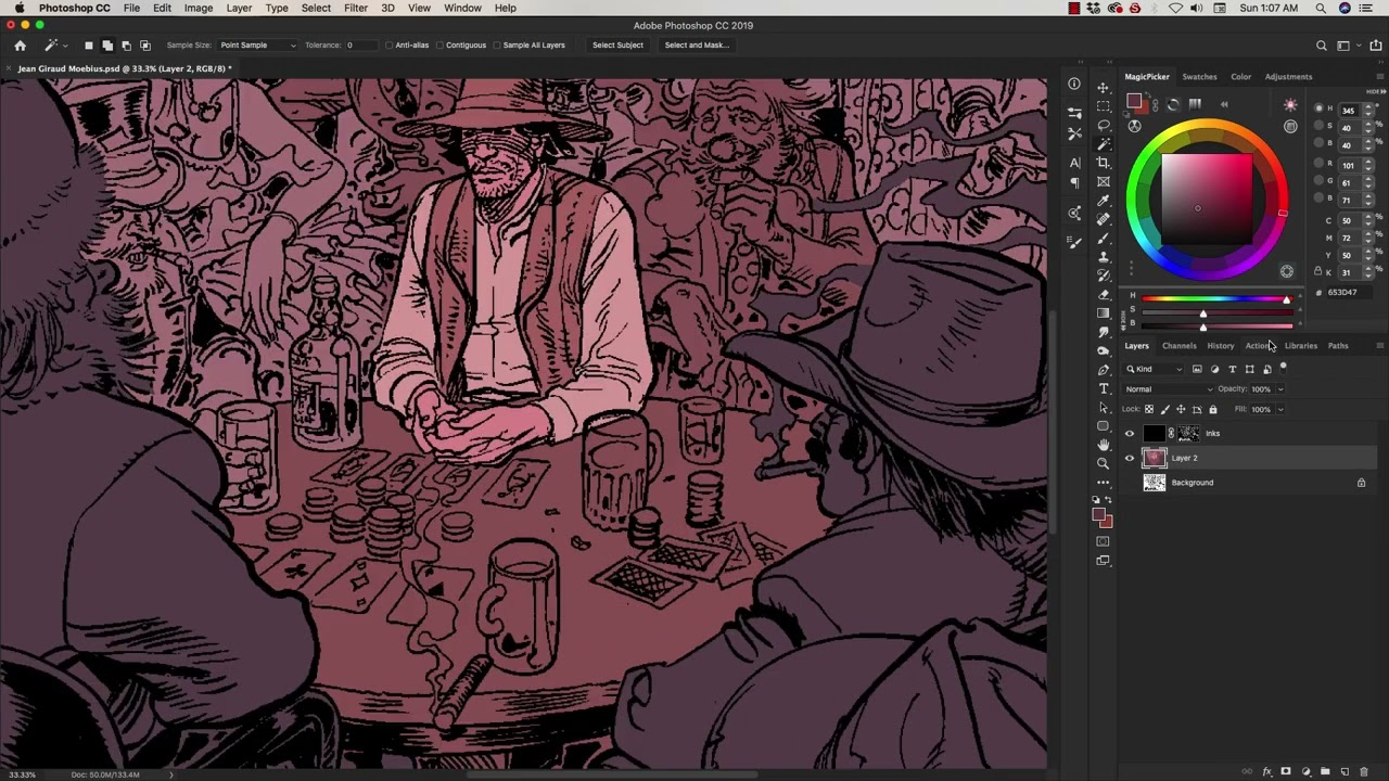 Digitally painting in Photoshop | Jean Giraud | Möebius |Blue Berry’