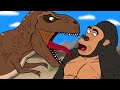 Dinosaurs and Gorillas. Cartoon for Kids