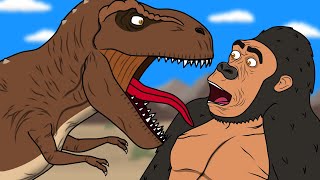 Dinosaurs And Gorillas. Cartoon For Kids