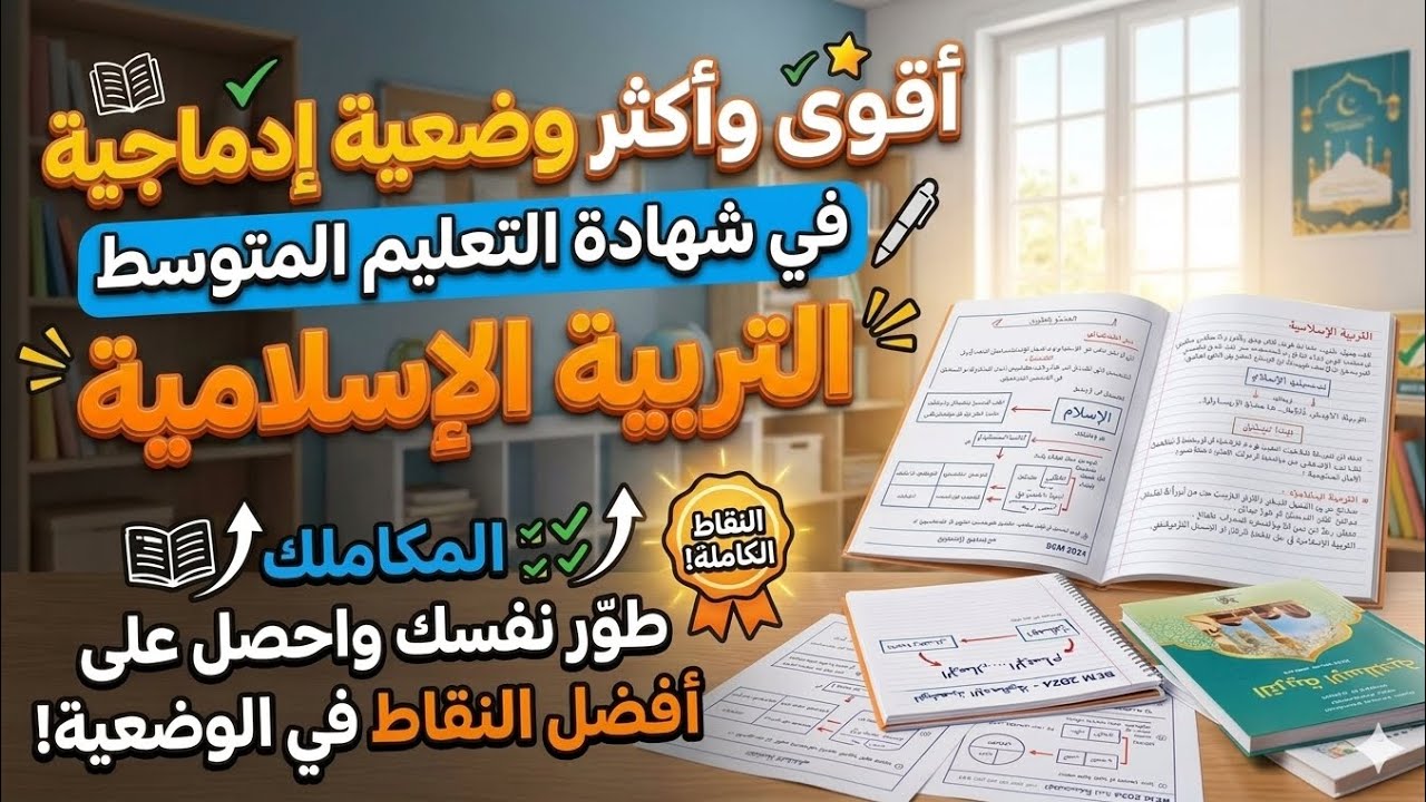 اقوى نموذج وضعية ادماجية في التربية الاسلامية تحضيرا لشهادة التعليم المتوسط