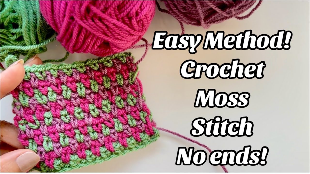 CROCHET MOSS STITCH COLOUR CHANGE - Easy Step by step Tutorial for ...