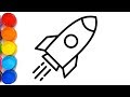 Toy rocket coloring and drawing learn colours for kids  navya kid tv