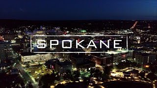 Spokane, Wa Golden Hours And Night View | 4K Drone Video