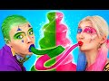 Harley Queen VS Joker color food Challenge for 24 Hours | Colors of Superheroes by Ha Hack