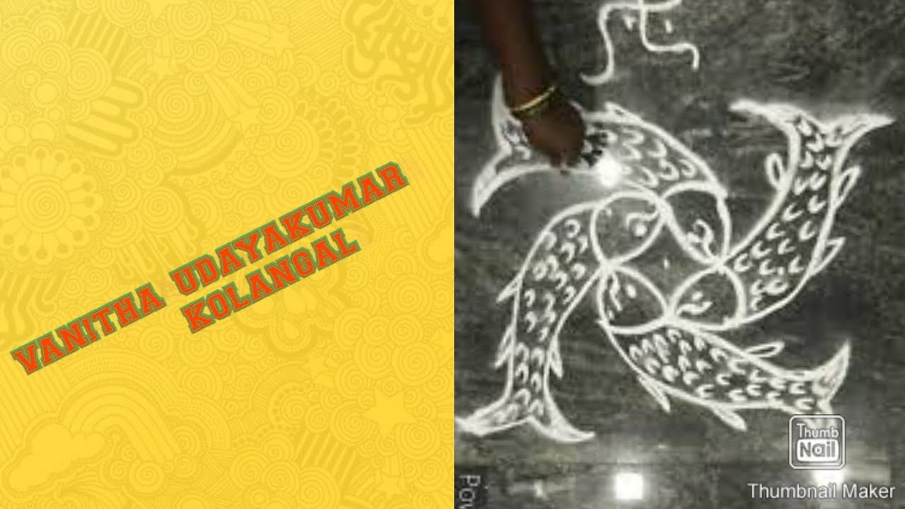 Fish kolam,meen kolam, 5dots muggulu,மீன் கோலம் - YouTube