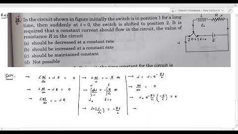 Q 47 In the circuit shown in figure initially the switch is in position 1 for a long time, then sudd