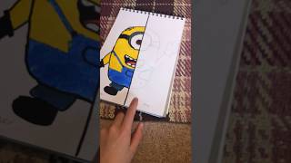 Me vs my brother drawing challenge pt1! Minion edition💛💙 #artist #art #trippyart #spongebob