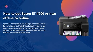 How to fix Epson ET 4700 printer offline problem | Change Epson printer offline to online