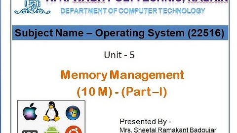 Memory Management (Part - I)