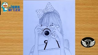 Easy Way to Draw Girl is Holding the Camera || Pencil Sketch || Girl With Camera Drawing || screenshot 4